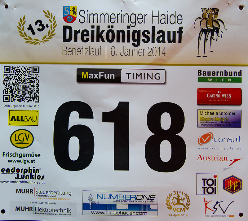 Startnummer Simmeringer Haide Dreikönigslauf